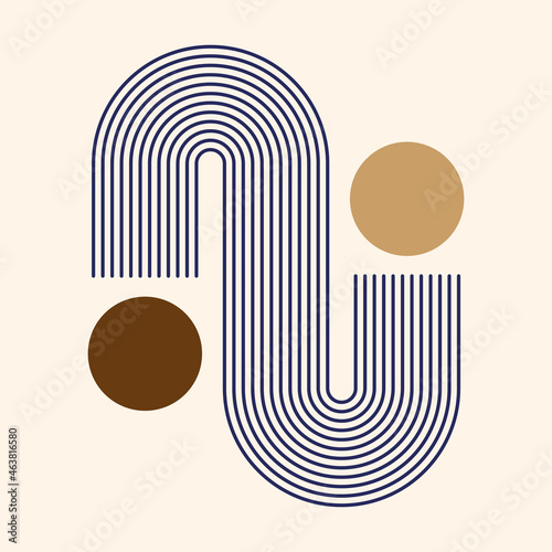 Mid century minimal line shapes set. Geometric linear figures. Modern minimalism 20s posters symbols. Vector isolated on white