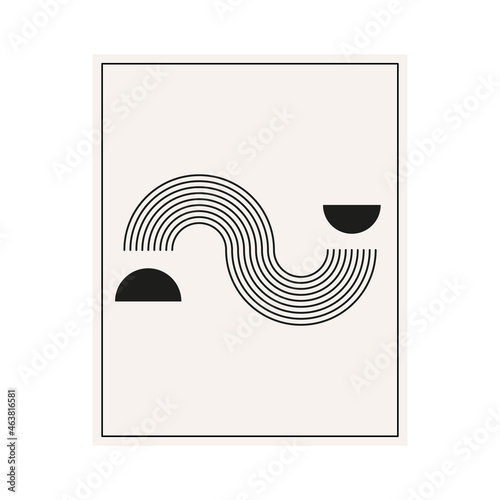 Mid century minimal line shapes set. Geometric linear figures. Modern minimalism 20s posters symbols. Vector isolated on white