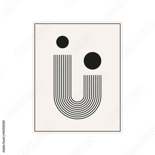 Mid century minimal line shapes set. Geometric linear figures. Modern minimalism 20s posters symbols. Vector isolated on white