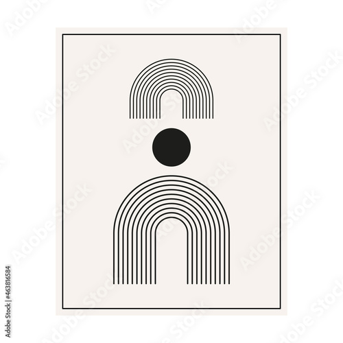 Mid century minimal line shapes set. Geometric linear figures. Modern minimalism 20s posters symbols. Vector isolated on white