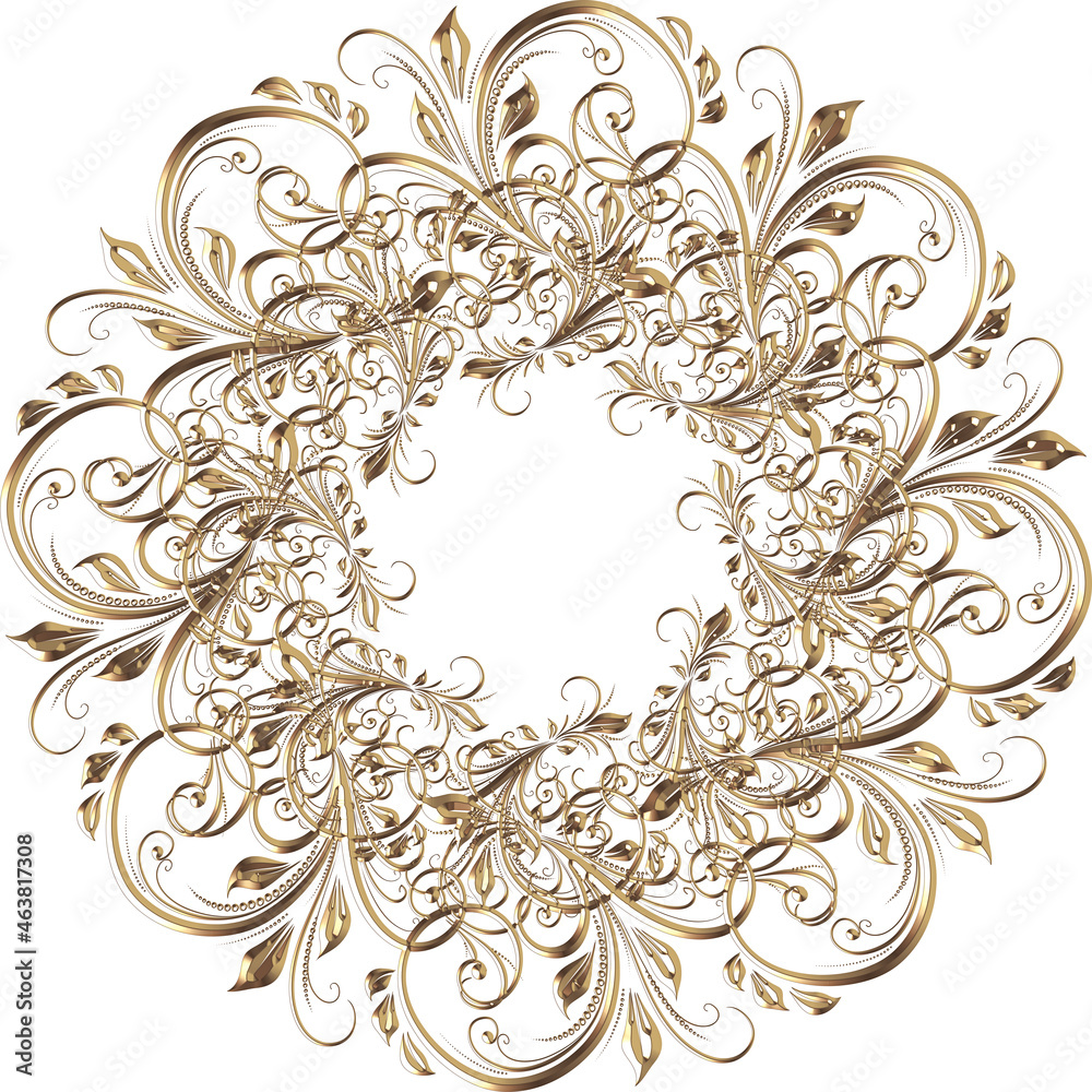 3D-image bronze gold central floral ornament for ceiling decoration 3D-image bronze gold central floral ornament for ceiling decoration