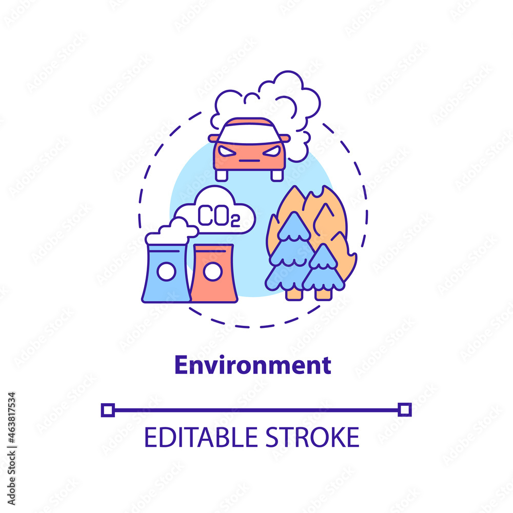 Environment concept icon. ADHD cause abstract idea thin line illustration. Exposure to toxic chemicals. Environmental contamination. Vector isolated outline color drawing. Editable stroke