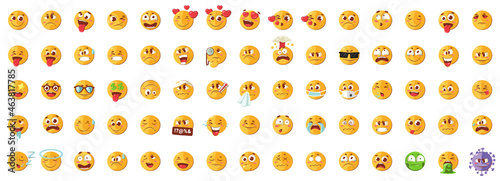 75 pieces of emoji - Vector emoticon set - Big set of emoticon smile icons - Cartoon emoji set.