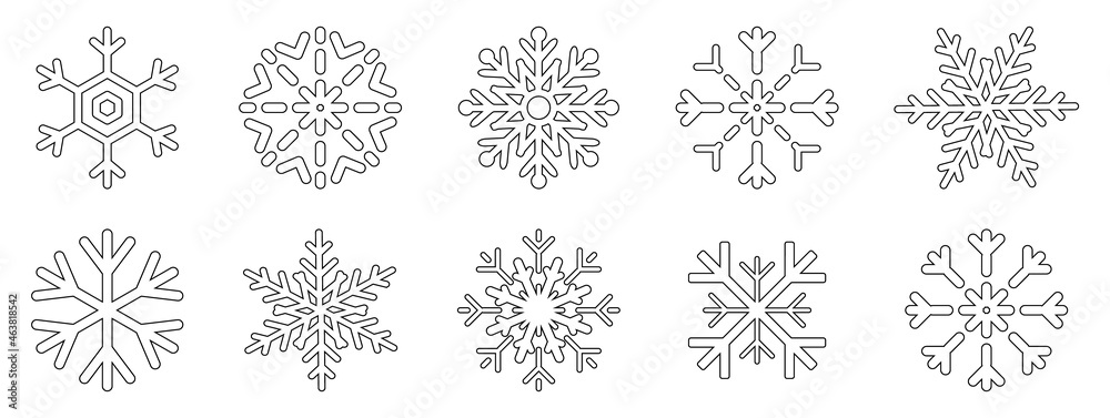 Black Snowflakes winter icons. Vector illustration