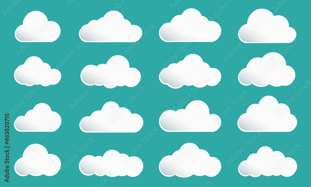 Set paper white clouds – vector for stock