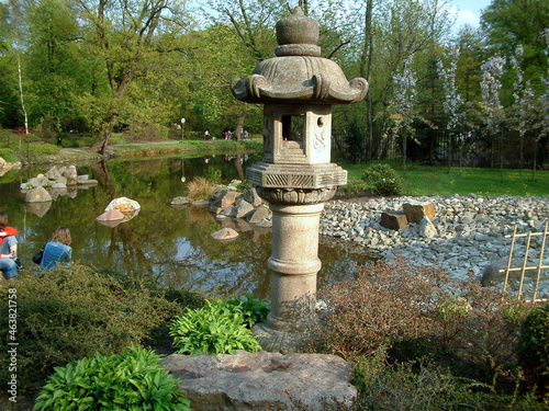 Asian park in Europe. 
Beautiful, incredibly refined and arranged in the Asian style garden. Full of greenery, stones and water. With a gentle hum, it calms our nerves.