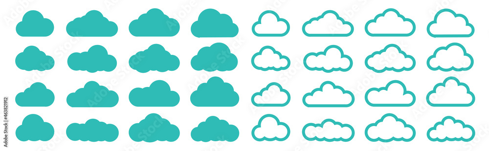 Cloud outline collection. Vector icon clouds set template for web design and app Cloud outline collection. Vector icon clouds set template for web design and app