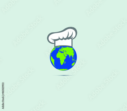 International Chefs Day concept background. chefs head with globe vector background October 20, Holiday concept. banner, ad, card, and poster.