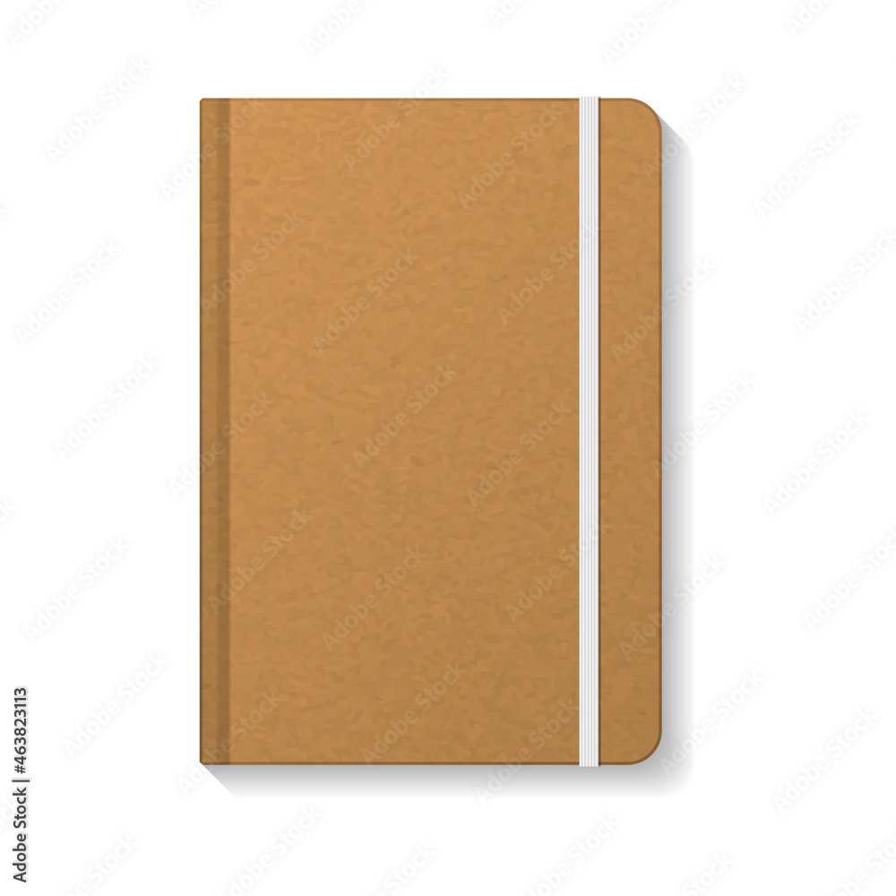 Blank brown kraft paper notebook with white elastic mockup template. Blank brown kraft paper notebook with white elastic mockup template.