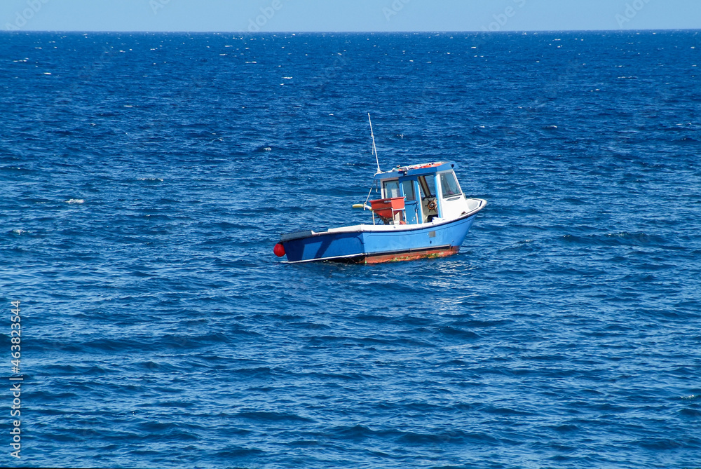 Fishing boat on the high seas in Tenerife. Canary Islands.