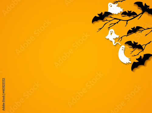 Halloween Day Background with Silhouette of Pumpkin Copy Space left Area. Suitable to place on content with that theme.