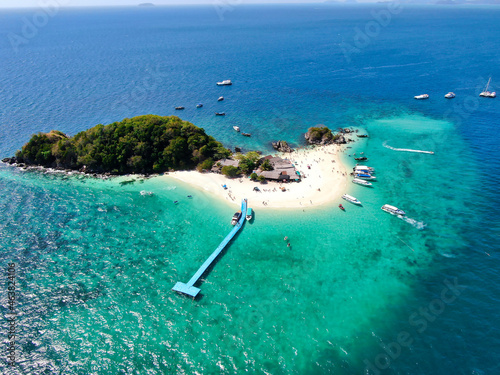 defaultAerial View With Drone. Koh Khai Nai island, Phuket, Thailand. Beautiful tropical island with white sand beach and turquoise clear water.