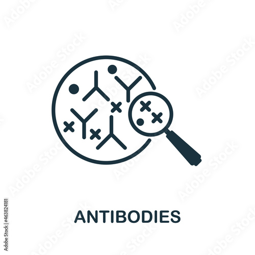 Antibodies icon. Monochrome sign from bioengineering collection. Creative Antibodies icon illustration for web design, infographics and more