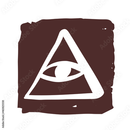 All-seeing eye. A magical and esoteric sign, a religious sign of the Freemasons, a symbol of hidden truth and wisdom.  photo