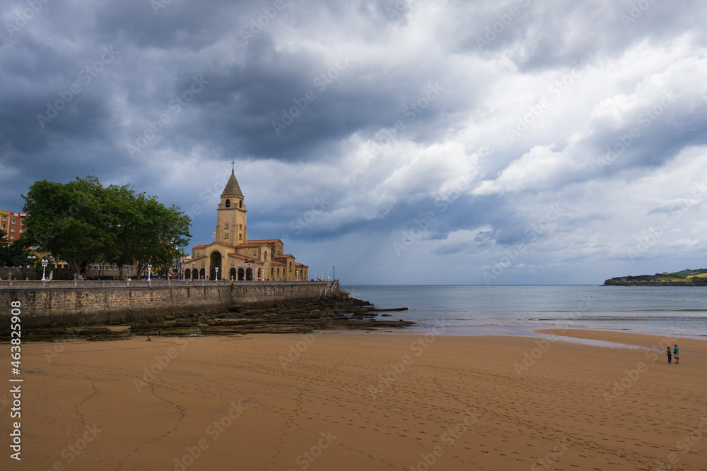 Church on the beach on a cloudy day