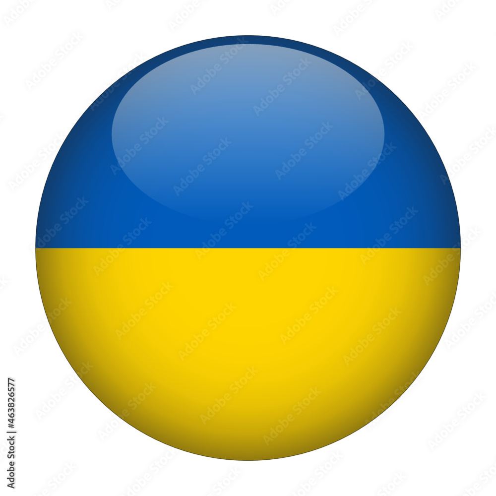 Ukraine 3D Rounded Country Flag button Icon