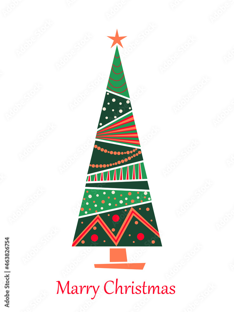 Merry Christmas card. Vector illustration in a minimalistic style.