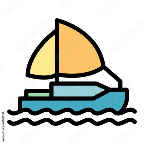 Relocation ship icon. Outline relocation ship vector icon color flat isolated