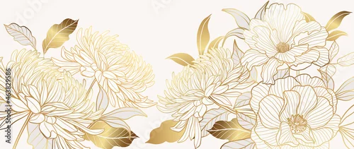 Naklejka na ścianę Luksusowe, kwiatowe tło. Róże i piwonie.