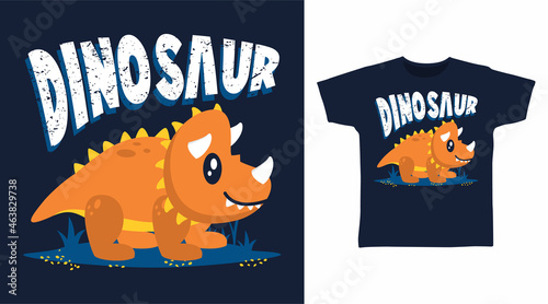 Cute triceratops cartoon for t shirt design