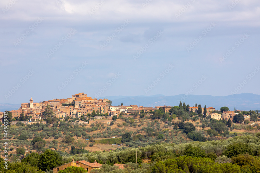 San Quirico d' Orcia (SI), Italy - August 05, 2021: Typical scenary in val d' Orcia, Tuscany, Italy..