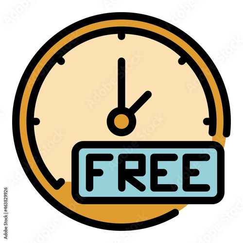 Free time delivery parcel icon. Outline free time delivery parcel vector icon color flat isolated