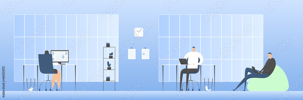 Employees working in office. Cartoon style. Vector illustration. Employees working in office. Cartoon style. Vector illustration.