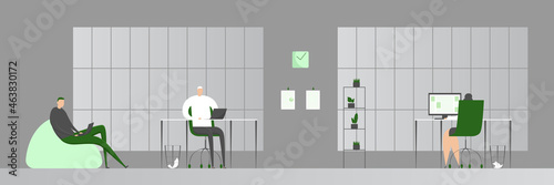 Office people working on computers. Vector illustration.