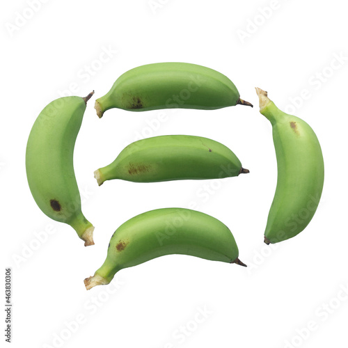 Thai Golden Banana or Lady Finger or sugar banana, fig bananas, or date bananas. It is diploid cultivars of Musa acuminata, small, thin-skinned, and sweet. it not ripe for diet food, green.