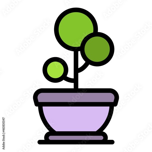 Decorative flower in a pot icon. Outline decorative flower in a pot vector icon color flat isolated