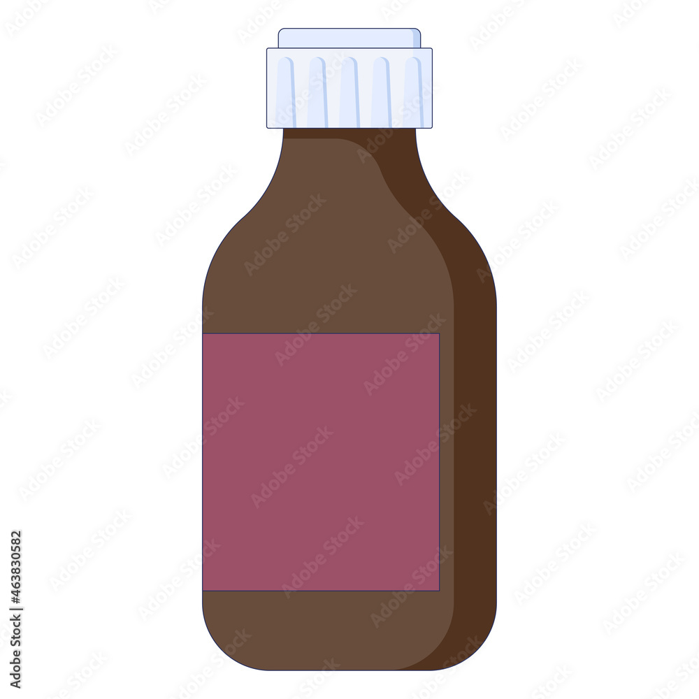 Little medical ampoule for injections in hospital centre in a flat style isolated on a white background. Vector illustration Little medical ampoule for injections in hospital centre in a flat style isolated on a white background. Vector illustration