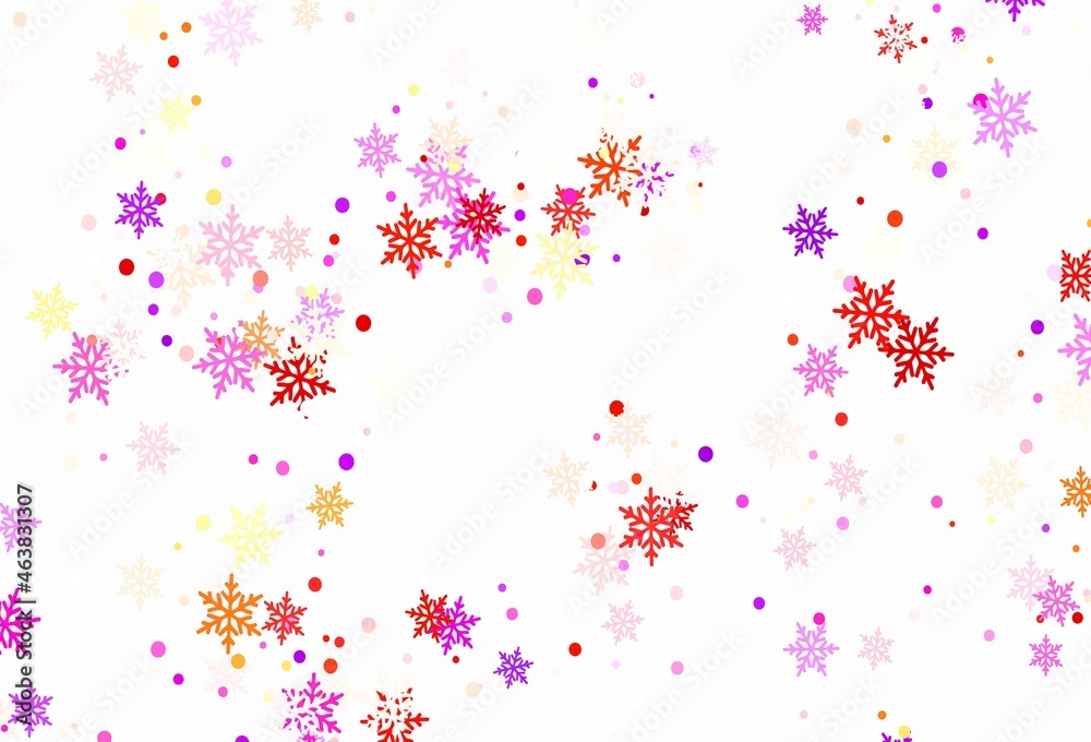 Light Red, Yellow vector pattern with christmas snowflakes.