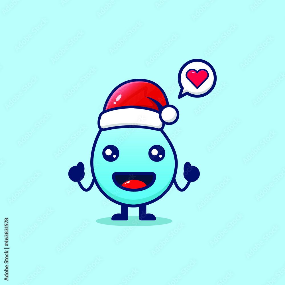 Cute of happy Christmas water. Isolated on blue background