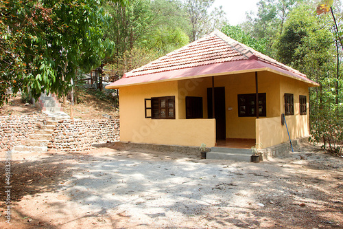 View of a tourist accommodation cottage at Madhu Vana near Bengaluru, Karnataka, India, Asia photo