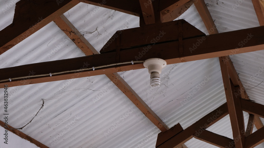 Obraz premium old roof and lamp of a house