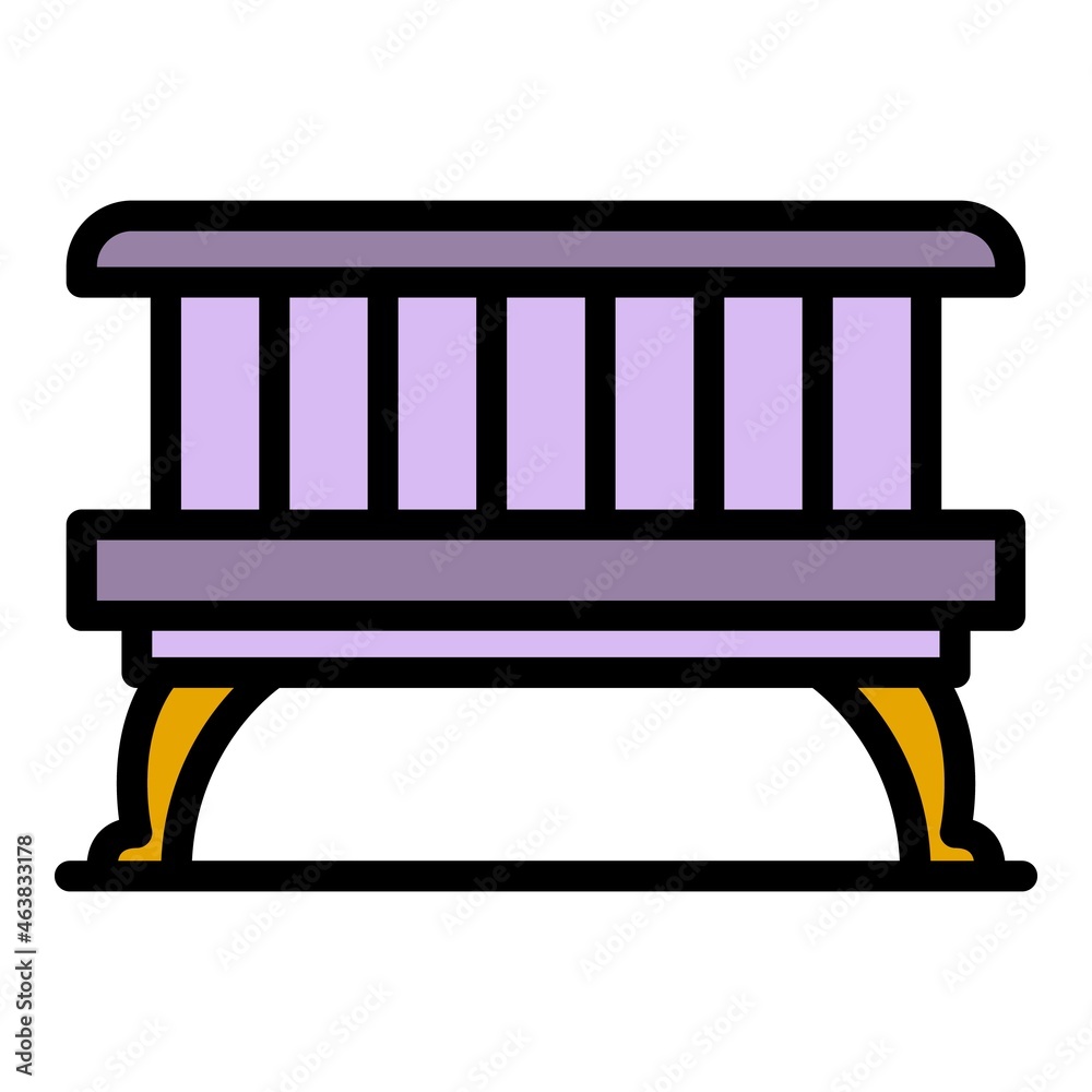 Street bench icon. Outline street bench vector icon color flat isolated