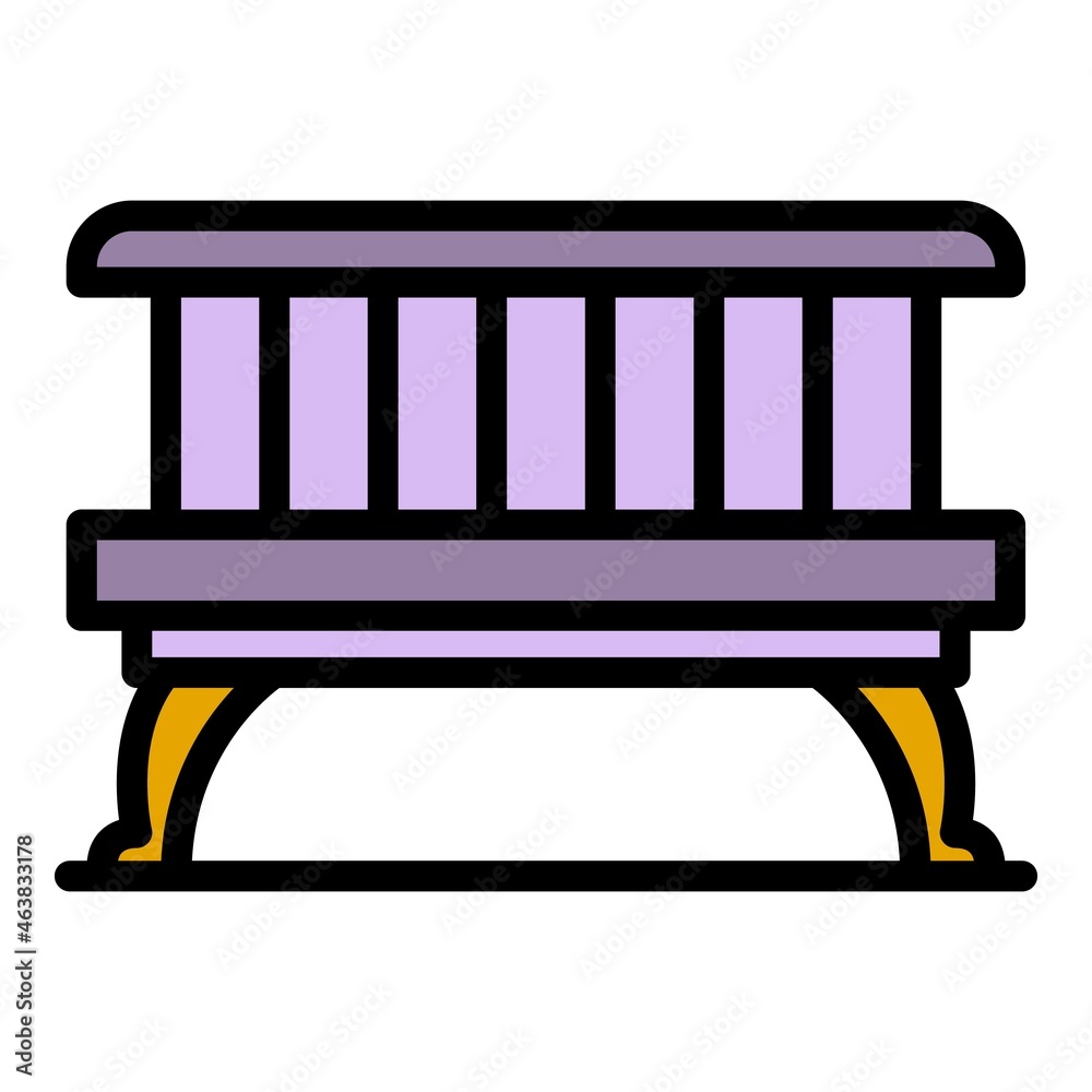 Street bench icon. Outline street bench vector icon color flat isolated Street bench icon. Outline street bench vector icon color flat isolated