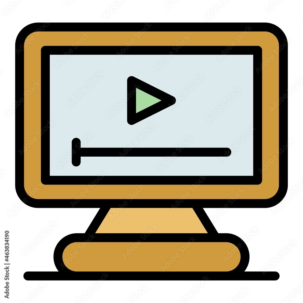 Video cooking show icon. Outline video cooking show vector icon color flat isolated Video cooking show icon. Outline video cooking show vector icon color flat isolated