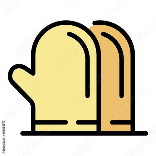 Cooking gloves icon. Outline cooking gloves vector icon color flat isolated
