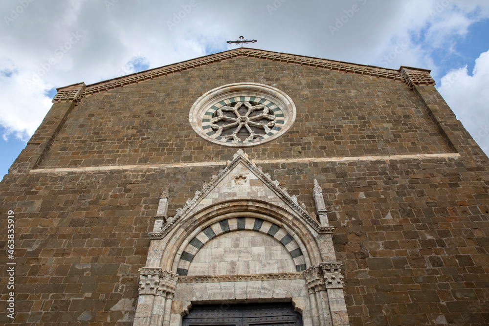 Montalcino (SI), Italy - August 15, 2021: Sant' Agostino church in Montalcino, Tuscany, Italy Montalcino (SI), Italy - August 15, 2021: Sant' Agostino church in Montalcino, Tuscany, Italy