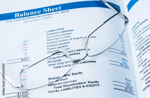 Glasses On Balance Sheet Close-up