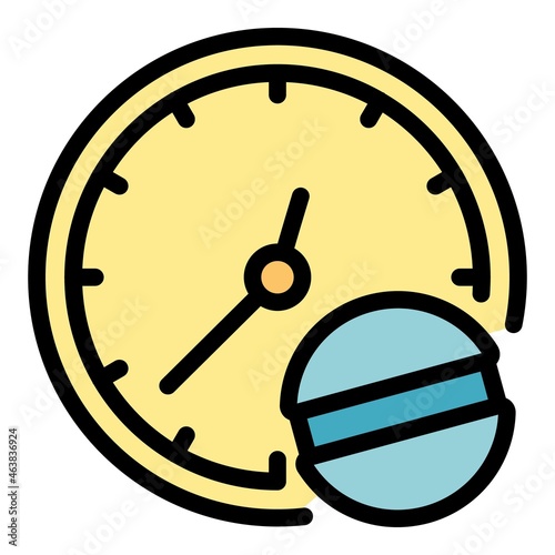 Insulin time use icon. Outline insulin time use vector icon color flat isolated