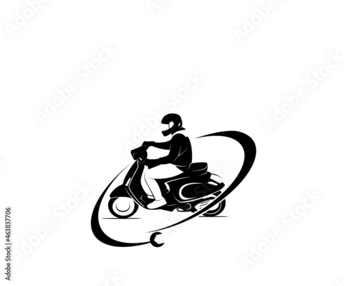 scooter bike logo design silhouette
