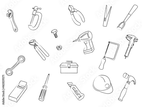 工具の筆書き壁紙イラスト