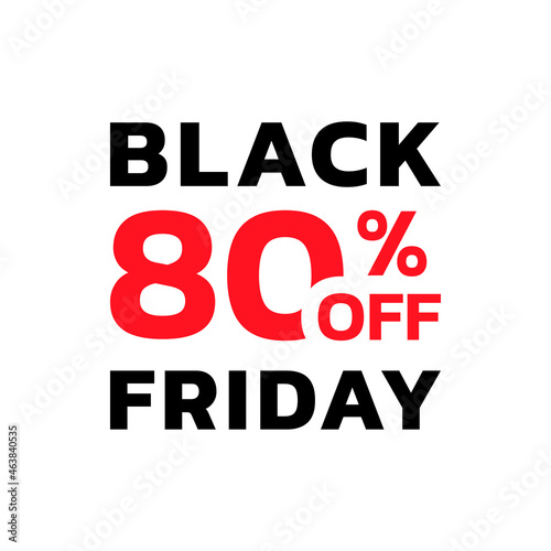 Black Friday sale icon  label or tag with 80 percent price off. Modern discount card or promotion banner design element. Vector illustration.