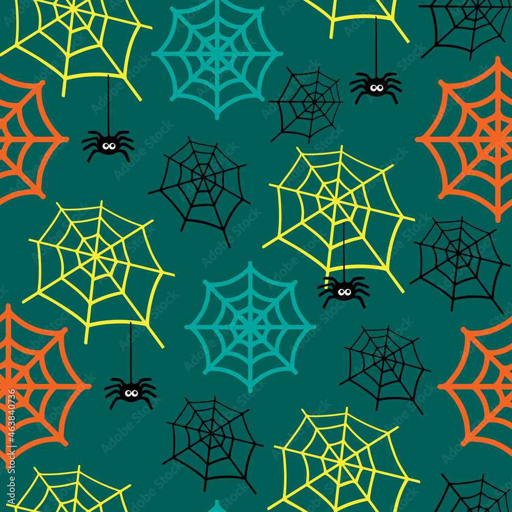 Creative seamless pattern halloween background with spider web.