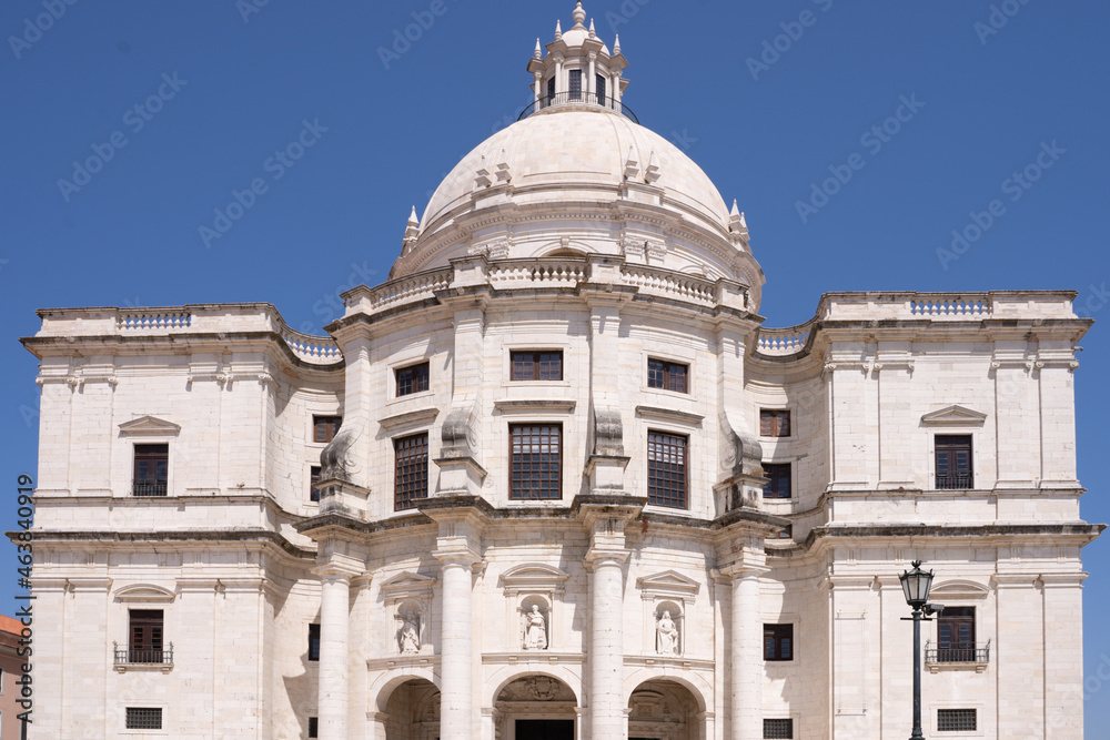 Facade of an historical white monastery