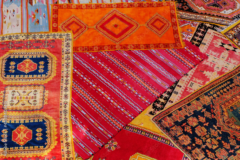 Moroccan carpets on the floor Moroccan carpets on the floor
