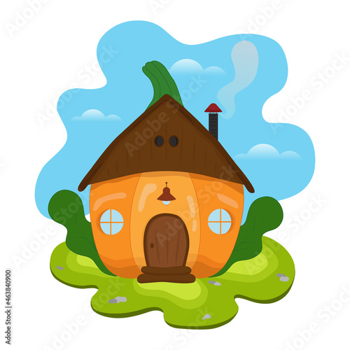 House in the form of a pumpkin. Vector illustration.