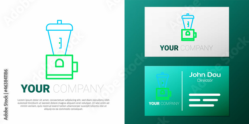 Line Electric coffee grinder icon isolated on white background. Colorful outline concept. Vector